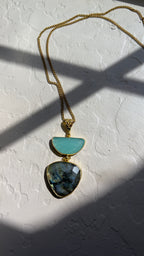 Amazonite & Labradorite Pendant Necklace – 18K Gold-Plated Silver