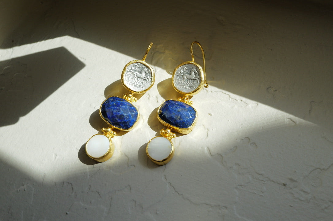 Aurelia Coin Lapis Earrings