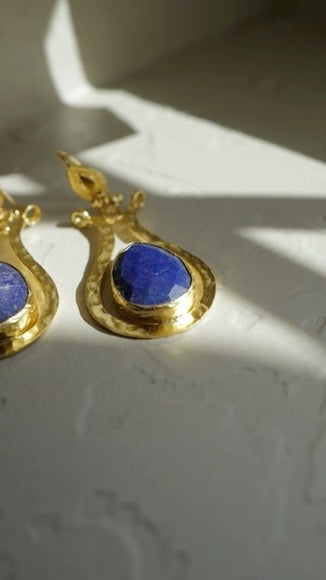 Obsidian Sky Lapis Earrings