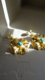 Byzantine Cross Emerald Statement Earrings