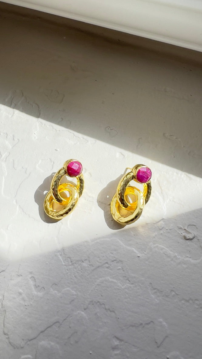 Aurelia Ruby Knot Earrings