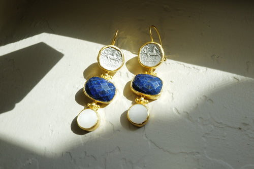 Aurelia Coin Lapis Earrings