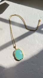 Natural Amazonite Pendant Necklace – 18K Gold-Plated Silver