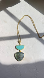 Amazonite & Labradorite Pendant Necklace – 18K Gold-Plated Silver