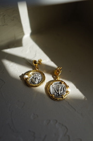 Oracle Coin Pearl Earrings
