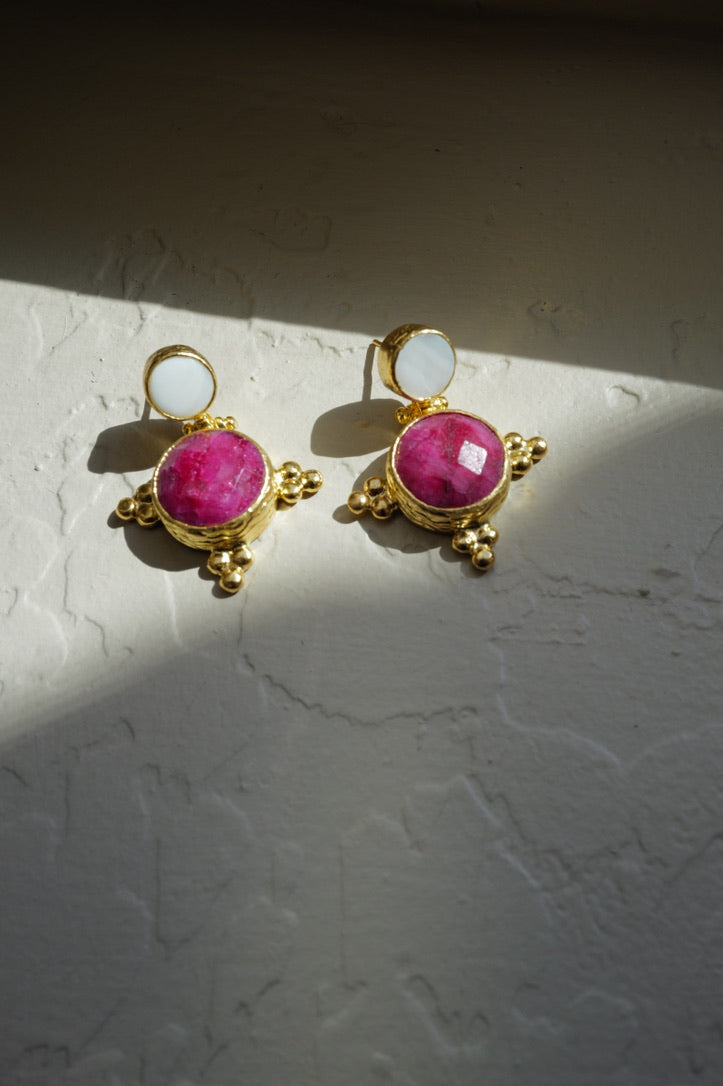 Aurelia Ruby & Mother of Pearl Earrings