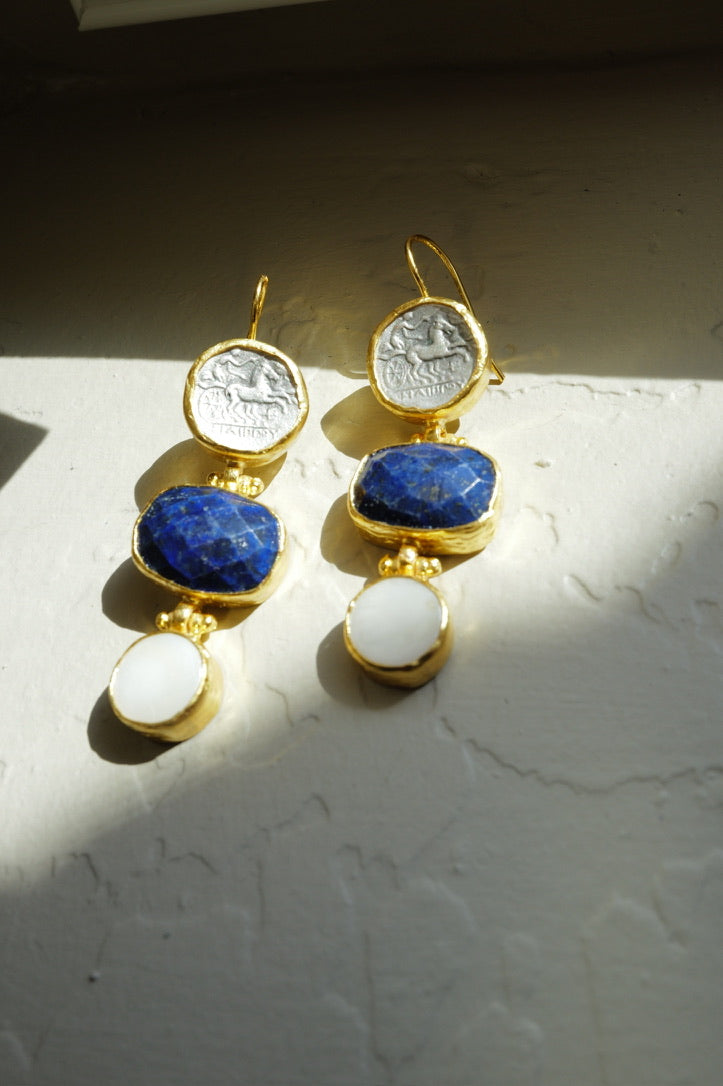 Aurelia Coin Lapis Earrings
