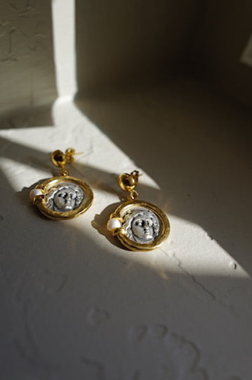 Oracle Coin Pearl Earrings