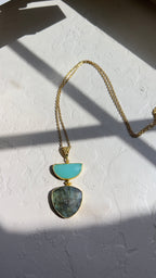 Amazonite & Labradorite Pendant Necklace – 18K Gold-Plated Silver