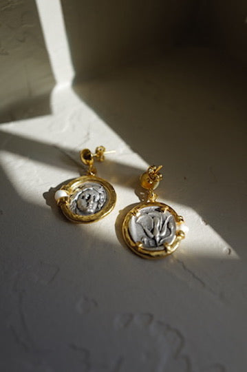 Oracle Coin Pearl Earrings