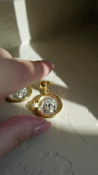 Oracle Coin Pearl Earrings