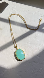 Natural Amazonite Pendant Necklace – 18K Gold-Plated Silver
