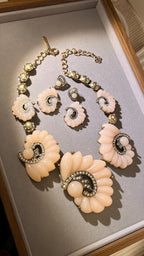 Oscar de la Renta Resin Swirl Statement Necklace Earrings Set – Couture Crystal Jewelry