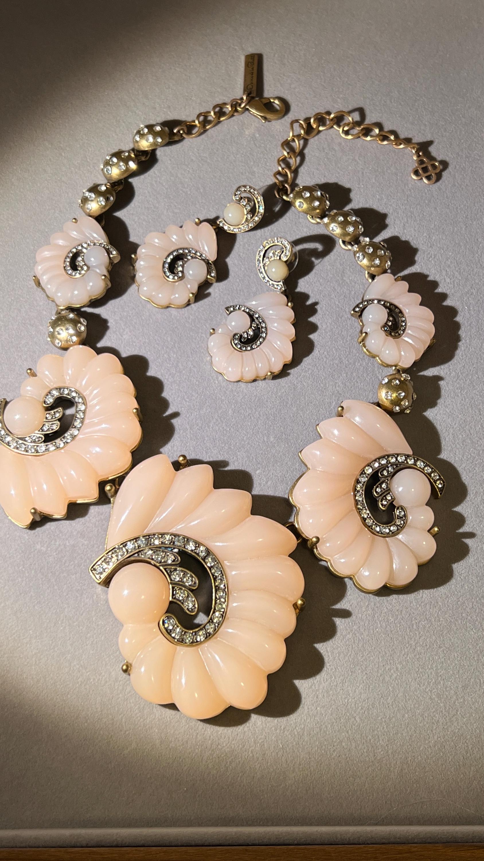 Oscar de la Renta Resin Swirl Statement Necklace Earrings Set – Couture Crystal Jewelry